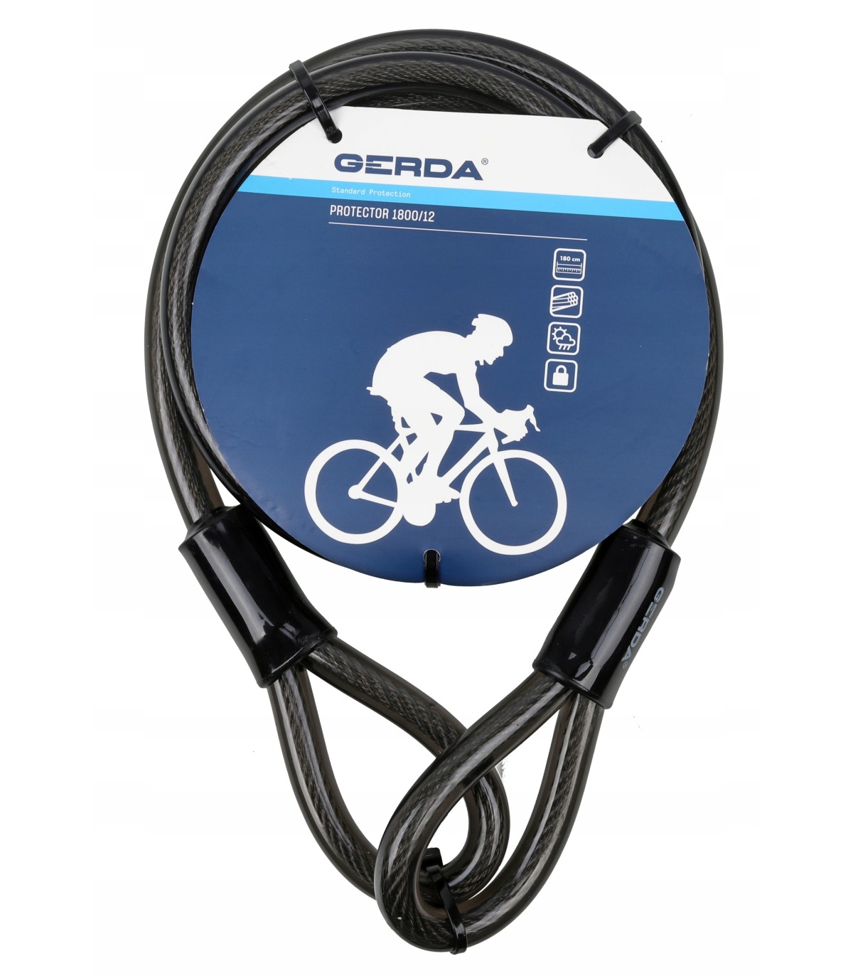 Linka rowerowa do użycia z kłódką lub zapięciem GERDA Protector 180cm 12mm