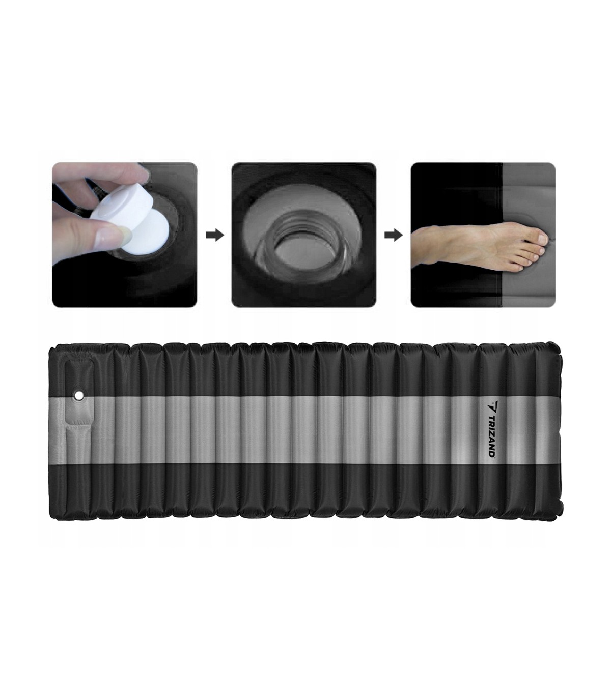 Materac dmuchany z pompką jednoosobowy turystyczny Trizand karimata biwak