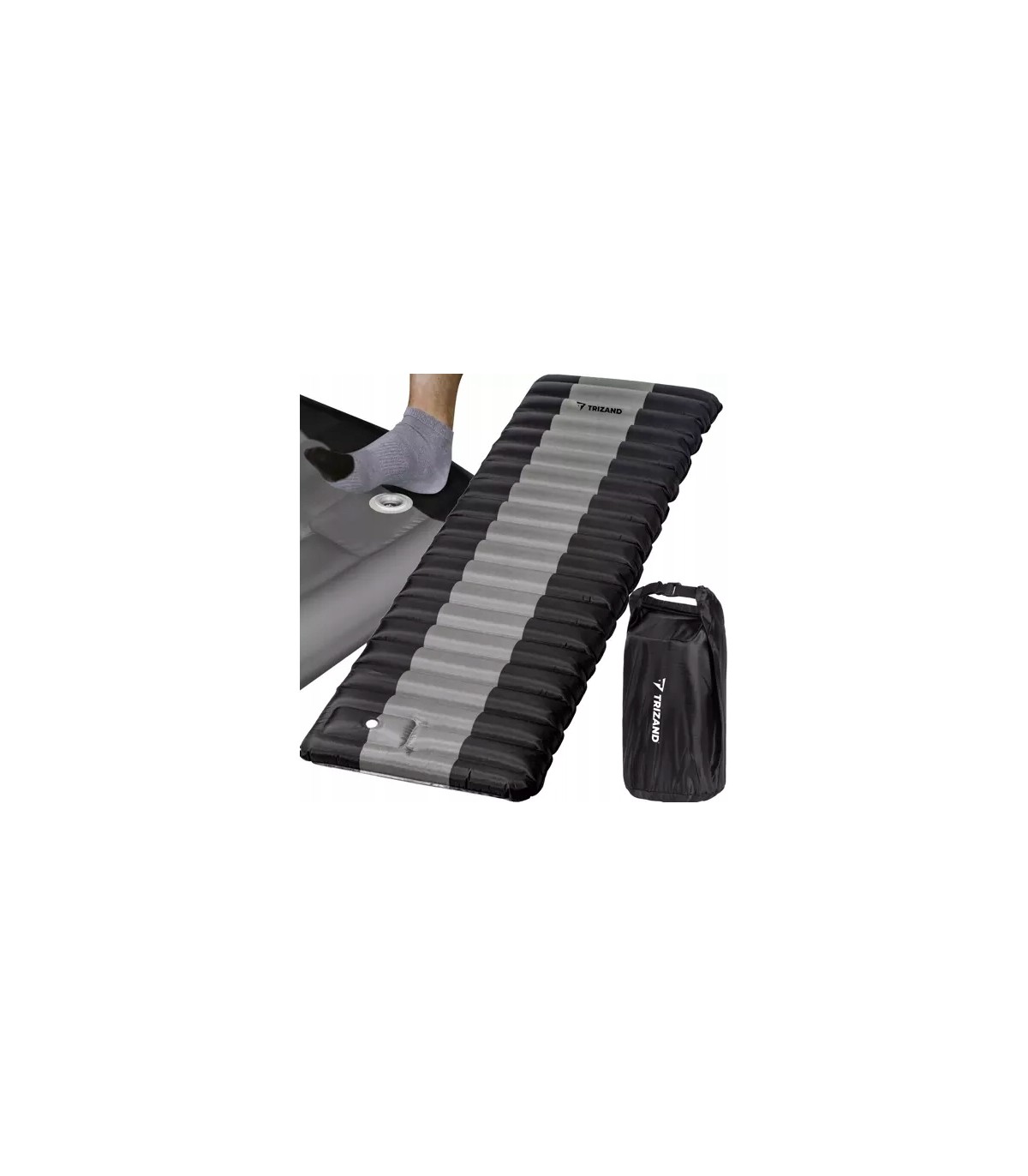 Materac dmuchany z pompką jednoosobowy turystyczny Trizand karimata biwak