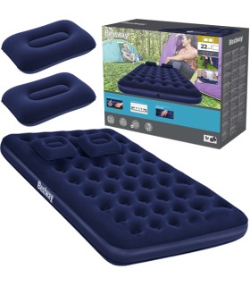 Materac dmuchany z pompką Bestway dwuosobowy 203x152x22cm poduszki 300kg