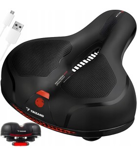 Siodełko rowerowe amortyzowane Trizand 200mm z miękką pianką + lampka LED