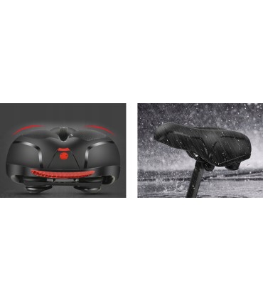 Siodełko rowerowe amortyzowane Trizand 200mm z miękką pianką + lampka LED