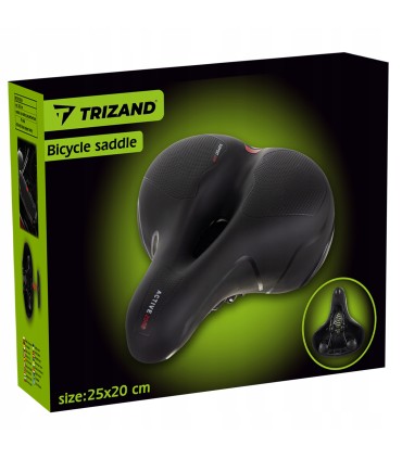 Siodełko rowerowe amortyzowane Trizand 200mm z miękką pianką + lampka LED