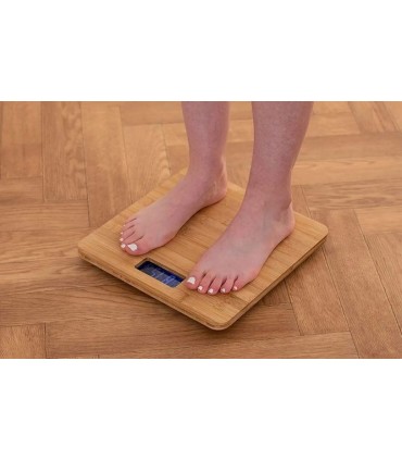 Waga łazienkowa LCD elektroniczna cyfrowa 180kg dokładna bambus termometr