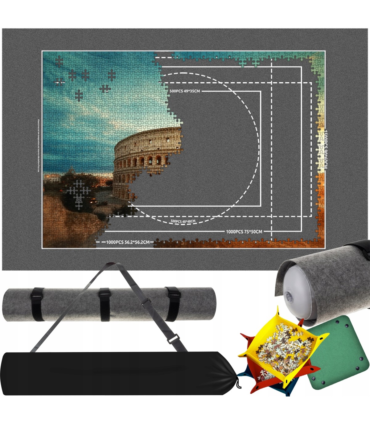 Mata plansza podkładka na puzzle 1500 do układania z przegródkami 115x67cm