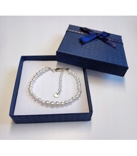 Bransoletka z białych pereł Masa perłowa 5mm Perły 6mm srebro NA PREZENT