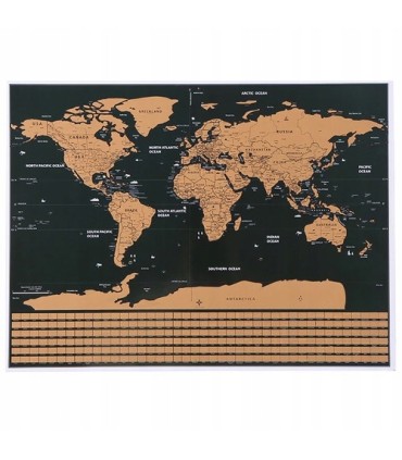 Mapa Świata Zdrapka na Prezent Dekoracja Plakat Duża Świat Tuba + Akcesoria