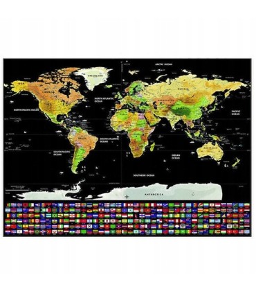 Mapa Świata Zdrapka na Prezent Dekoracja Plakat Duża Świat Tuba + Akcesoria