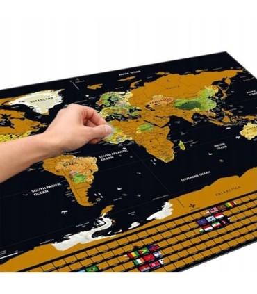Mapa Świata Zdrapka na Prezent Dekoracja Plakat Duża Świat Tuba + Akcesoria