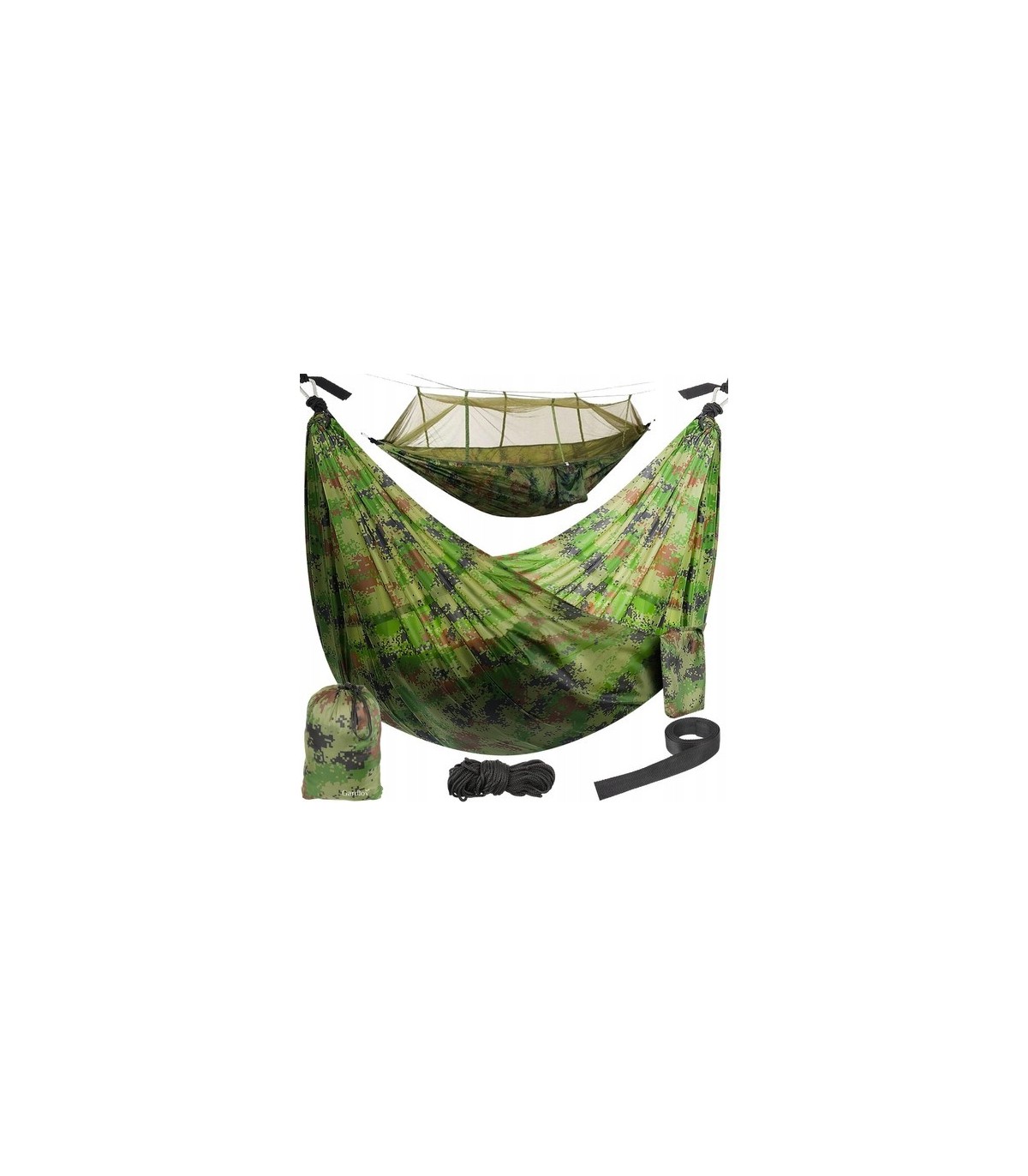 Hamak turystyczny bez drążka Santiago Army 260x140cm Net