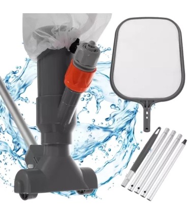 ZESTAW 2 w 1 DO CZYSZCZENIA BASENU, ODKURZACZ + SIATKA Bigstren 21024 SZARY