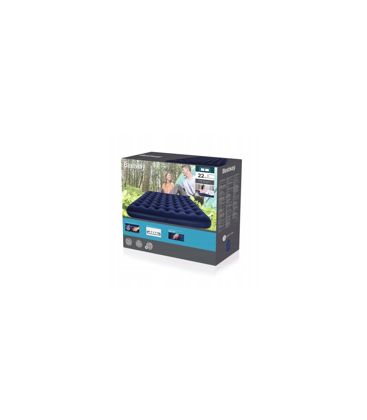 MATERAC DMUCHANY DWUOSOBOWY DO SPANIA ŁÓŻKO 203x183x22 BESTWAY 67004