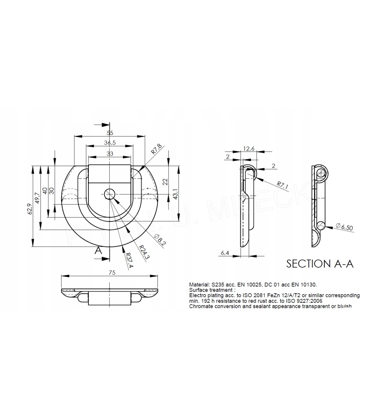 Uchwyt zaczep 400kg mocowania pasów 6szt BRENDERUP