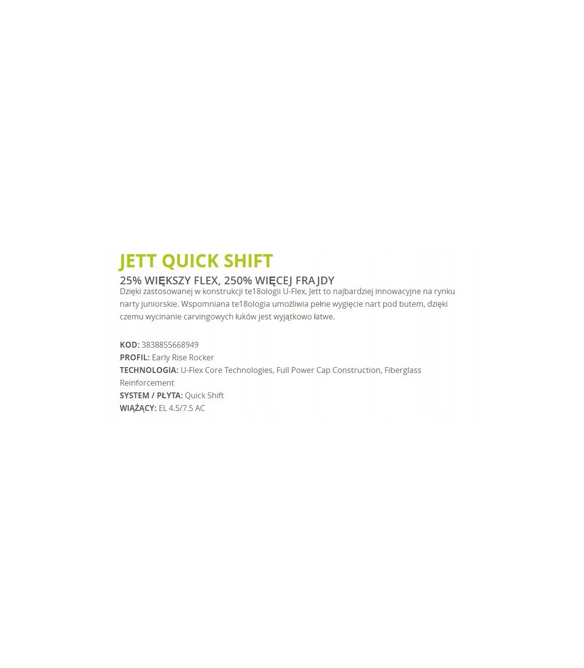 Narty dziecięce ELAN Shift JETT EL4.5 U-Flex 100cm