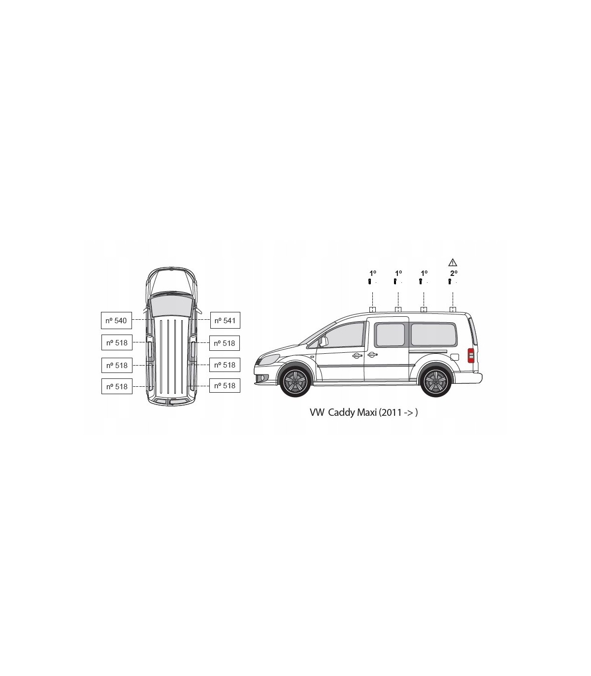 Bagażnik dachowy belki relingi VW Caddy 2010 2015