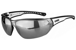 UVEX sportstyle 204 Okulary sportowe w kolorze czarno-białym mirror silver szkło ochrona UV100% Litemirror S3